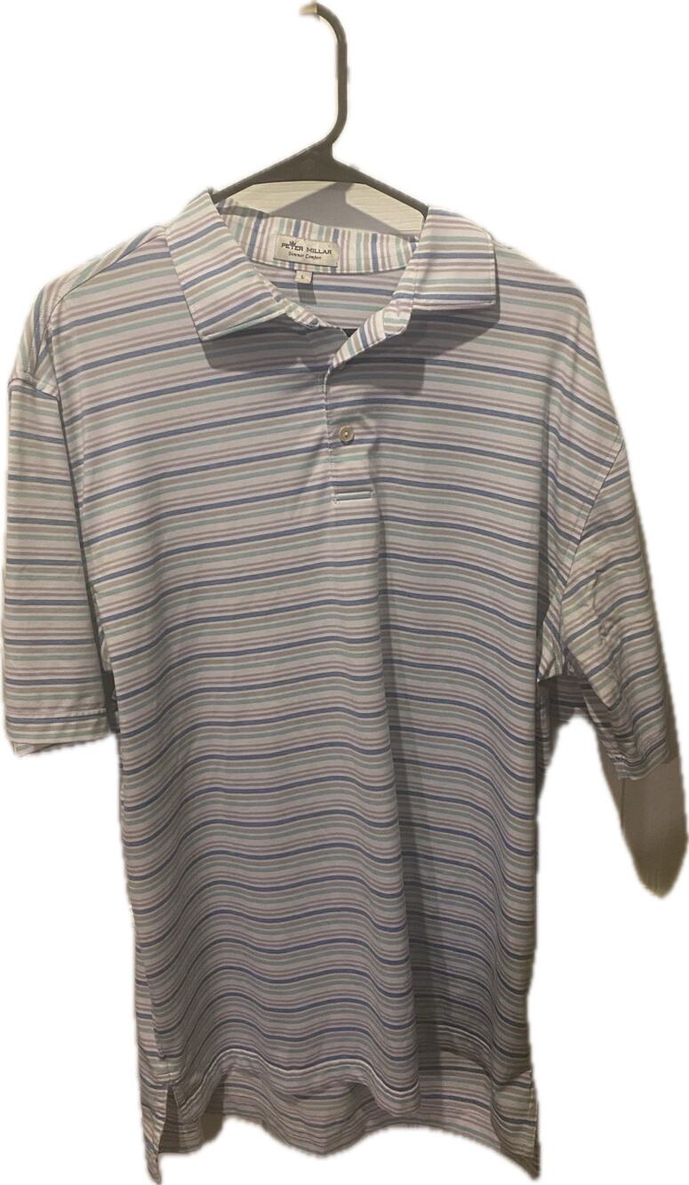 Peter Millar Summer Comfort Polo Shirt Mens Large L Striped Golf Performance